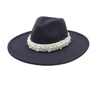 Pearl Decor Fedora Cappello 9,5 cm a tesa larga elegante Jazz Top Cap per donne uomini Chiesa festa di nozze e abiti alla moda, Grigio scuro, 6 7/8-7 1/8