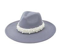 Pearl Decor Fedora Cappello 9,5 cm a tesa larga elegante Jazz Top Cap per donne uomini Chiesa festa di nozze e abiti alla moda, Grigio Chiaro9, 6 7/8 / 7 1/8