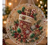 Pearl Diamond Art Kit 3D Beads Suncatcher Window Wall Decor (#D 8in)