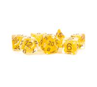 Pearl Dice Citrine w/ Copper Numbers 16mm Resin Poly Dice Set
