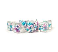 Pearl Dice Gradient Purple/Teal/White w/ White Numbers 16mm Resin Poly Dice Set