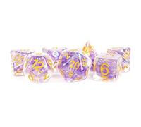 Pearl Dice Purple w/ Gold Numbers 16mm Resin Poly Dice Set