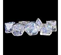 Pearl Dice w/ Purple Numbers 16mm Resin Poly Dice Set