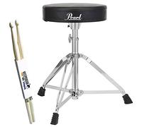 Pearl Drums D-50 - Sgabello rotondo classico in vinile, con bacchette Keepdrum