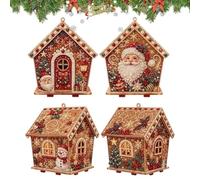 Pearl Gem Paint Craft Kit - Christmas Snowmen Decorative Wooden House