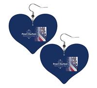 Pearl Harbor Remembrance Day Orecchini in pelle per le donne Orecchini pendenti con ciondolo a forma di cuore con gancio Regali per ragazza adulta