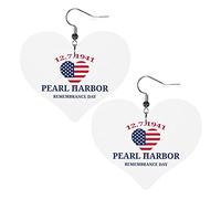 Pearl Harbor Remembrance Day Orecchini in pelle per le donne Orecchini pendenti con ciondolo a forma di cuore con gancio Regali per ragazza adulta