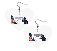 Pearl Harbor Remembrance Day Orecchini in pelle per le donne Orecchini pendenti con ciondolo a forma di cuore con gancio Regali per ragazza adulta