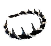 Pearl Headband Tooth Comb, Non Slip Bridal Hair Accessory, Elegant Teeth Headband, Wedding Hairband with Pearl Design, Ideal for Brides and Special Events, Black/Red/Dark Coffee