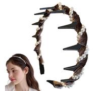 Pearl Headband Tooth, Onda Headdress, Non Slip Teeth Comb, Elegant Bridal Hair Accessory For Weddings, Formal Events, Stylish Women's Fashion, Black, Red, Brown