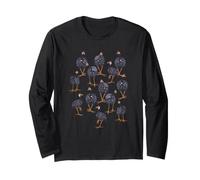 Pearl Hens Fowl Farming Chicken Graphic Bird Art Pattern Maglia a Manica