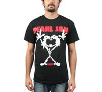 Pearl Jam Stickman Adulto T-Shirt in Nero, Large, Nero