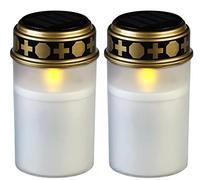 Pearl Lampada Solare per Tomba: Set da 2 Luci LED solari per cimiteri, con Luce Continua, Candele LED, Pannello Solare (Candele tombe solari, cimitero Continuo, Tomba)