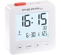 PEARL Radiosveglia: sveglia digitale da viaggio con termometro e display illuminato (sveglia da viaggio, radio digitale, funzionamento a batteria)