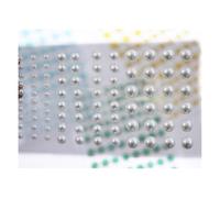 Pearl Self Adhesive Acrylic Cabochons 3 Sizes 4mm 6mm 8mm Plastic Face Gems Stick On Body Jewels Hair Crystals for DIY Cards And Invitations Crafts Bling Sticker - 5 Sheets - 480PCS
