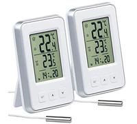 Pearl Set da 2 termometri digitali per Interni ed Esterni, Orario, Grande Display LCD