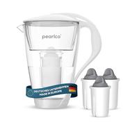 PearlCo - Filtro per acqua in vetro (bianco) con 3 cartucce filtrante Protect+ classic - adatto per Brita Classic