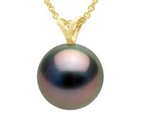 PEARLS & COLORS - Ciondolo in Oro di Perla coltivata di Tahiti rotonda - Qualità A+ - Oro 750 (18K) - Catena regalo - Gioiello da donna