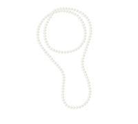 PEARLS & COLORS - Collana lunga con perle coltivate d'acqua dolce semi-barocche, colore: bianco naturale, qualità AAA+ - lunghezza 60 cm, gioiello da donna