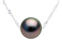 PEARLS & COLORS - Collana Vera Perla Coltivata di Tahiti Rotonda 8-9 mm - Qualita A + - Argento 925 - Gioiello da Donna