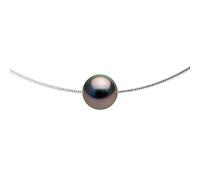 PEARLS & COLORS - Collana Vera Perla Coltivata di Tahiti Rotonda 9-10 mm - Qualità A + - Cavo Argento 925 - Gioiello da Donna
