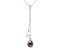 PEARLS & COLORS - Collana YOU & ME - Autentiche perle di coltura di Tahiti e perle d'acqua dolce 8-9 mm - Qualità A+ - Gioielli da donna