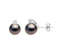 PEARLS & COLORS - Orecchini di gioielli PRESTIGE Autentiche perle di Tahiti 8-9 mm - Qualit Argento 925 - Gioielli da donna