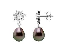 PEARLS & COLORS - Orecchini di prestigio - Autentiche perle di coltura di Tahiti 8-9 mm - Qualità A + - Argento 925 - Gioielli da donna