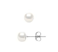 PEARLS & COLORS - Orecchini Vere Perle di Coltura di Acqua Dolce - Qualità AAA+ - COLORE BIANCO NATURALE - Argento 925 - Gioiello da Donna