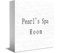 Pearl'S Spa Room scatola di legno cartello decorativo divertente ufficio casa arredamento rustico casa casa quadrata cartello decorativo per mensola 12,7 x 12,7 cm