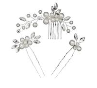 Pearls Wedding Flower Hair Comb Bride Pins Clips Set Cute Fork Headpieces For Women Jewelry Accessory(J7373S)