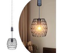 pearlstar Lampada a sospensione a batteria con timer, per interni ed esterni, lampada a sospensione con batteria nera metallica con lampada a sospensione per terrazza, giardino, cortile, bar, 6 ore di