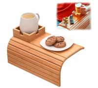 PEARLUTO Foldable Bamboo Tray with Cup Holder, Bamboo Arm Rest Tray for Couch, Couch Armrest Table, Bamboo Couch Cup Holder, Couch Arm Rest Tray (Style 3)