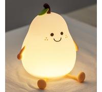 Pears Luce Notturna per Bambini, Lampada Notturna in Silicone Morbido a Forma di Pera, 7 Colori 3 Luci Notturne LED Dimmerabili per Decorazione Cameretta, Lampada Notturna Ricaricabile per Camera da