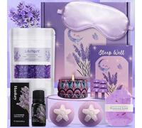 Pearshek Regalo di lavanda per donne, set regalo di compleanno unico per lei, set da bagno rilassante spa per un sonno efficace, idee per la cura di sé per sorella, signore, amica, festa della mamma