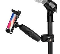 Peastrex Music Boom Microfono Supporto per telefono con braccio lungo e super morsetto di rotazione a 360 ° per telefono 14 13 12 11 MAX Pro Galaxy S22 S21 Google Pixel, smartphone 3,5 a 7 pollici