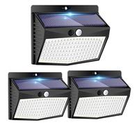 Peasur Luce Solare LED Esterno 138 LED Lampada Solare da Esterno con Sensore di Movimento 3 Modalità Faretti Solari a Led da Esterno IP65 Impermeabile Luci Solari Esterno per Giardino-3 Pezzi