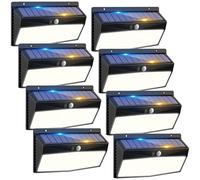 Peasur Luce Solare LED Esterno, 368LED Faretti Solari a Led da Esterno, 3 Modalità Faretto LED con Sensore di Movimento, Super Luminoso Luci Solari Esterno IP65 Impermeabile-8 Pezzi
