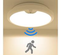 Peasur Plafoniera LED Soffitto a Batteria con Sensore di Movimento, Lampada 3000K Plafoniere 18CM Luce per Scale, Armadio, Ripostiglio, Bagno, Garage