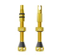 Peaty's Holeshot Fast Flow Valvole Tubeless - Design ad Alto Flusso e Anti-Intasamento, Montaggio Rapido Pneumatici, Alluminio 7075, Valvole Bici Compatibili con Inserti Cerchio MTB, 42mm Oro