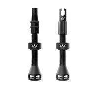 Peaty's Holeshot Fast Flow Valvole Tubeless - Design ad Alto Flusso e Anti-Intasamento, Montaggio Rapido Pneumatici, Alluminio 7075, Valvole Bici Compatibili con Inserti Cerchio MTB, 42mm Nero