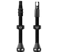 Peaty's Holeshot Fast Flow Valvole Tubeless - Design ad Alto Flusso e Anti-Intasamento, Montaggio Rapido Pneumatici, Alluminio 7075, Valvole Bici Compatibili con Inserti Cerchio MTB, 60mm Nero