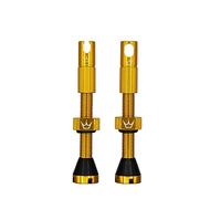 Peaty's X Chris King MK2 Valvole Tubeless Presta con Strumento Multifunzione - Set Valvola Tubeless in Lega Aeronautica 7075 per MTB, Strada e Gravel, Adatte per Tutti gli Inserti - 42 mm, Oro