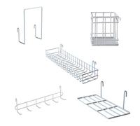 PEAUARL Pannello a griglia da parete in rete metallica, da appendere, per espositore, portapenne, ganci, libreria, organizer decorativo da scrivania per ufficio, studio, set da 5 (bianco)