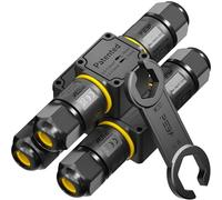 PEBA Connettore cavo impermeabile 3 poli, 2-vie IP68 Connettori cavi impermeabili 4-12 mm di diametro del cavo, scatola di derivazione esterna, 3 conduttori, morsetto di collegamento con leva per