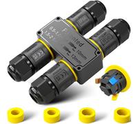 PEBA Connettore Impermeabile IP68 a 3 Poli con Leva, Compatibile Ø4-12mm, Scatola Giunzione Esterna per Cavi Elettrici - 4 Vie, Connettori Cavi Elettrici, 1 pezzo
