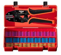 PEBA Pinze piegatrici, Pinza a crimpare per cavi per guaine termorestringenti da 0,34-6 mm², con 3 misure di connettori di testa | Set connettori - connettore per cavo impermeabile - certificato UL