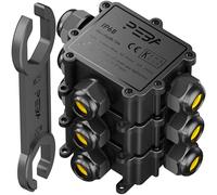 PEBA Scatola di giunzione impermeabile IP68, presa di giunzione impermeabile, connettori per cavi esterni, più grandi a 3 vie, 4 mm-14 mm, colore nero, forma a T (3 pezzi)