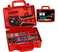 PEBA Set Pinza Crimpatrice Esagonale Professionale 0,08-10mm², 1735 Capicorda 33 Misure DIN 46228 (Lunghezze 8-18mm), Alta Conducibilità, Kit per Industria e Automotive con Valigetta Rossa