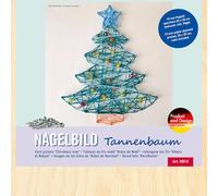 Pebaro NB13 - Set creativo per nail art, motivo: albero di Natale prestampato, con chiodi, fai da te in legno, idea regalo creativa, articolo decorativo, 20 x 20 cm